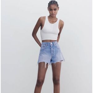 Zara Frayed High Rise Denim Shorts NWT